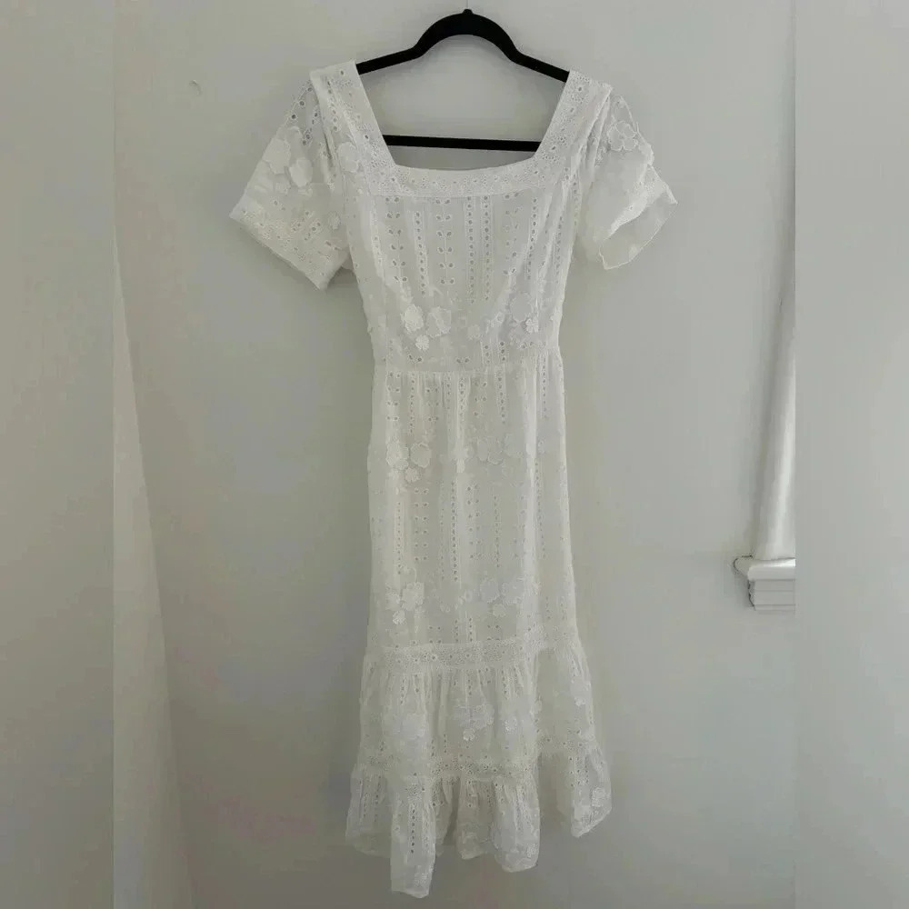 Revolve Adelyn Rae Embroidered Cotton Day Midi Dress - Picture 3 of 5